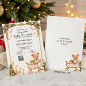 Teddy Bear and Ribbons Christmas Baby Shower  招待状