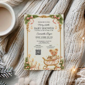 Teddy Bear and Ribbons Christmas Baby Shower  招待状