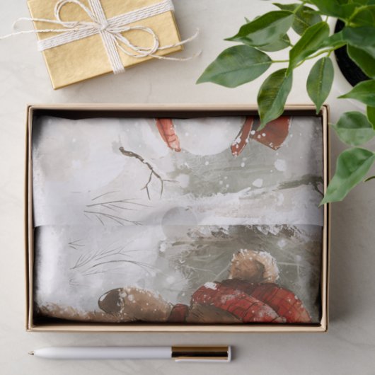 Teddy Bear and Snowman 薄葉紙 (ギフト)