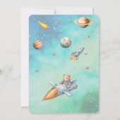 Teddy Bear Astronaut In Space Baby Shower 招待状 (裏面)