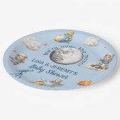  Teddy Bear Astronauts in Space Baby Shower ペーパープレート (アングル)