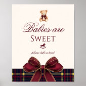 Teddy Bear Babies are sweet Red Bow Plaid ポスター (正面)