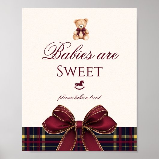 Teddy Bear Babies are sweet Red Bow Plaid ポスター (正面)