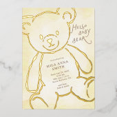 Teddy Bear Baby Annnouncement 箔招待状 (正面)