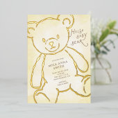 Teddy Bear Baby Annnouncement 箔招待状 (立ち正面)