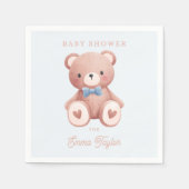 Teddy Bear Baby Boy Shower - Soft Blue Stars スタンダードカクテルナプキン (正面)
