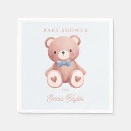 Teddy Bear Baby Boy Shower - Soft Blue Stars スタンダードカクテルナプキン