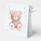 Teddy Bear Baby Boy Shower - Soft Blue Stars フェイバーボックス (裏面サイド)