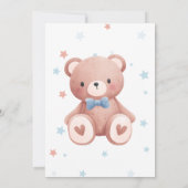 Teddy Bear Baby Boy Shower - Soft Blue Stars 招待状 (裏面)
