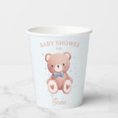 Teddy Bear Baby Boy Shower - Soft Blue Stars 紙コップ (裏面)