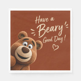 Teddy Bear Baby Cute Rustic Brown Baby Shower スタンダードランチョンナプキン