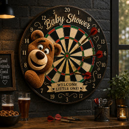Teddy Bear Baby Cute Rustic Brown Baby Shower ダーツボード