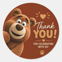 Teddy Bear Baby Cute Rustic Brown Baby Shower ラウンドシール