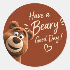 Teddy Bear Baby Cute Rustic Brown Baby Shower ラウンドシール