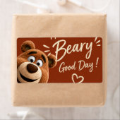 Teddy Bear Baby Cute Rustic Brown Baby Shower  ラベル (インサイチュ)