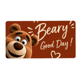 Teddy Bear Baby Cute Rustic Brown Baby Shower ラベル