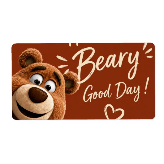 Teddy Bear Baby Cute Rustic Brown Baby Shower  ラベル (正面)