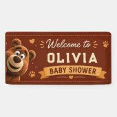 Teddy Bear Baby Cute Rustic Brown Baby Shower 横断幕 (横)