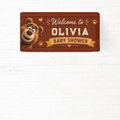 Teddy Bear Baby Cute Rustic Brown Baby Shower 横断幕 (インサイチュ)