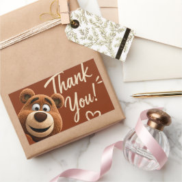 Teddy Bear Baby Cute Rustic Brown Baby Shower 長方形シール