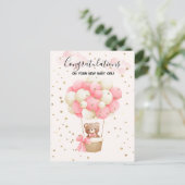 Teddy Bear Baby Girl congratulations Card ポストカード (スタンド正面)