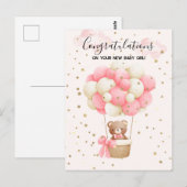 Teddy Bear Baby Girl congratulations Card ポストカード (正面/裏面)