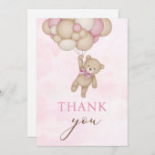 Teddy Bear Baby Pink サンキューカード (正面/裏面)