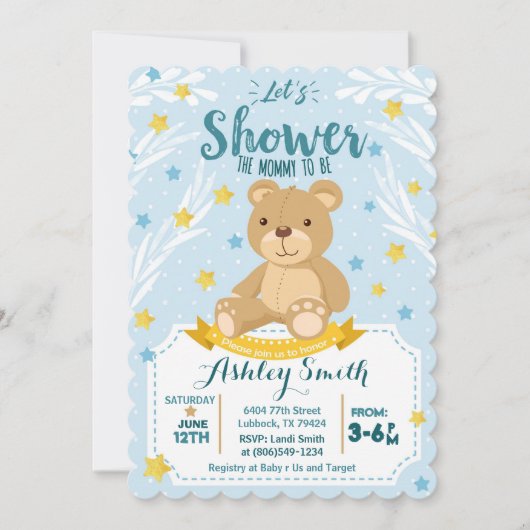 Teddy Bear Baby Showerへの招待 招待状 (正面)