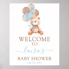 Teddy Bear Baby Showerウェルカムサイン ポスター