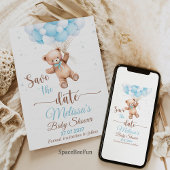 Teddy Bear Baby Shower我々が真珠のように出来る日付を保存 招待状