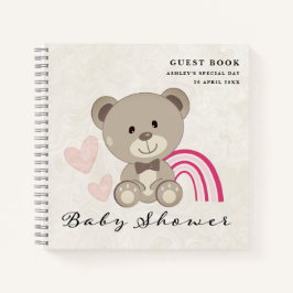 Teddy Bear Baby Shower （ピンク）ゲストブック ノートブック
