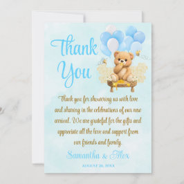 Teddy Bear Baby Shower - A Little Honey Baby Showe サンキューカード