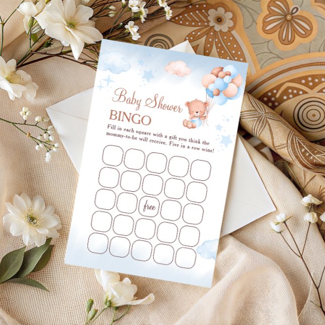 Teddy Bear Baby Shower Bingo Game Card (クリエイターアップロード済み)