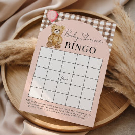 Teddy Bear Baby Shower Blush Pink Bingo Card