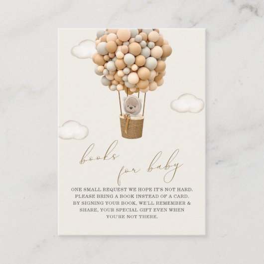 Teddy Bear Baby Shower Bookリクエスト エンクロージャーカード (正面)