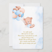 Teddy bear baby Shower Boy 招待状 (裏面)