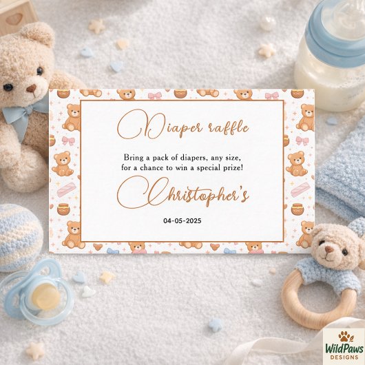 Teddy Bear Baby Shower Boy | Cute Blue Bear  エンクロージャーカード