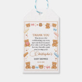 Teddy Bear Baby Shower Boy | Cute Blue Bear ギフトタグ (正面)