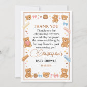 Teddy Bear Baby Shower Boy | Cute Blue Bear サンキューカード (正面)