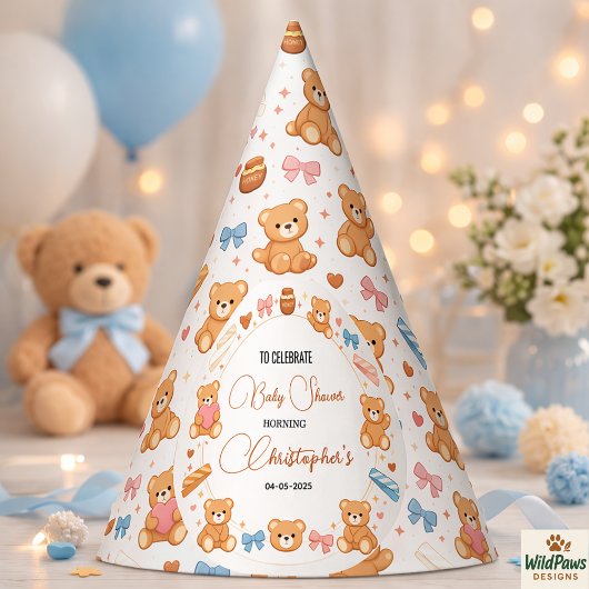 Teddy Bear Baby Shower Boy | Cute Blue Bear パーティーハット