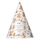 Teddy Bear Baby Shower Boy | Cute Blue Bear パーティーハット (正面)