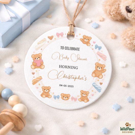 Teddy Bear Baby Shower Boy | Cute Blue Bear フェイバータグ