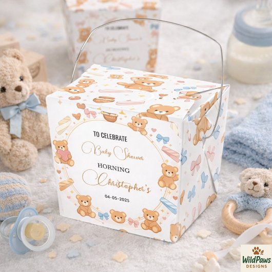 Teddy Bear Baby Shower Boy | Cute Blue Bear フェイバーボックス