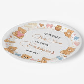 Teddy Bear Baby Shower Boy | Cute Blue Bear ペーパープレート (アングル)