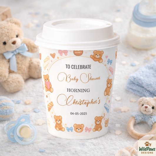 Teddy Bear Baby Shower Boy | Cute Blue Bear 紙コップ