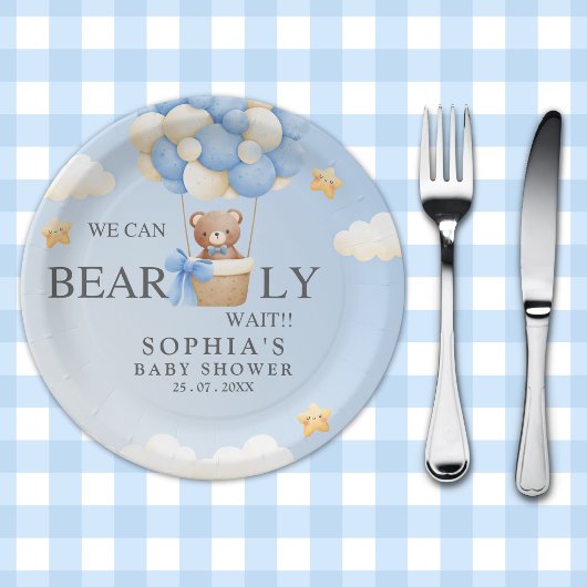 Teddy Bear Baby shower boy Decoration ペーパープレート