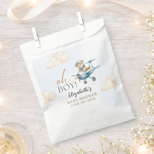 Teddy Bear Baby Shower Boy party フェイバーバッグ (クリップ留めされた状態)