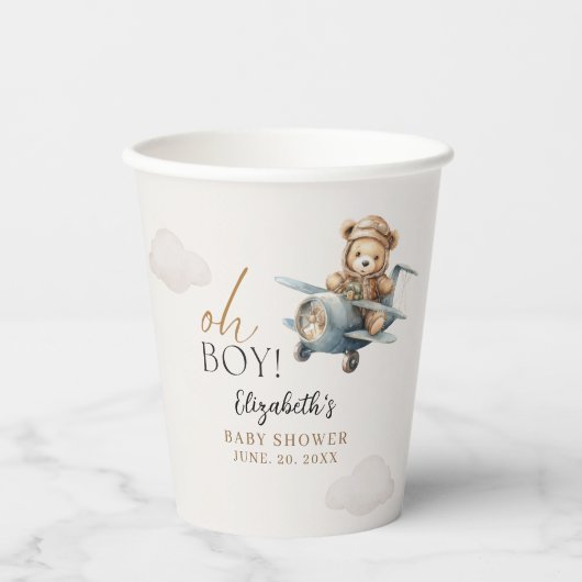 Teddy Bear Baby Shower Boy party 紙コップ (正面)