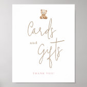 Teddy Bear Baby Shower Cards And Gifts ポスター (正面)