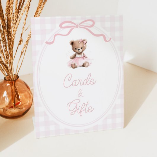 Teddy Bear Baby Shower Cards and Gifts Table 台座サイン